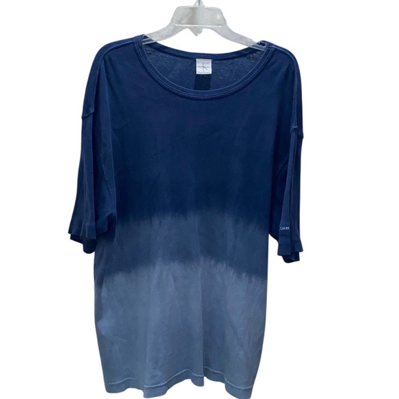 Calvin Klein Jeans Mens Tie Dye T Shirt Blue Ombre Relaxed Fit Size L - Picture 5 of 6